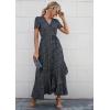 imagePRETTYGARDEN Womens Boho Floral Maxi Dress Summer Short Sleeve Wrap V Neck Long Flowy Beach Vacation Wedding Guest DressesBlack