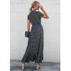 imagePRETTYGARDEN Womens Boho Floral Maxi Dress Summer Short Sleeve Wrap V Neck Long Flowy Beach Vacation Wedding Guest DressesBlack