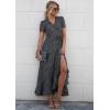 imagePRETTYGARDEN Womens Boho Floral Maxi Dress Summer Short Sleeve Wrap V Neck Long Flowy Beach Vacation Wedding Guest DressesBlack