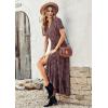 imagePRETTYGARDEN Womens Boho Floral Maxi Dress Summer Short Sleeve Wrap V Neck Long Flowy Beach Vacation Wedding Guest DressesBlack Red Floral