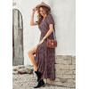 imagePRETTYGARDEN Womens Boho Floral Maxi Dress Summer Short Sleeve Wrap V Neck Long Flowy Beach Vacation Wedding Guest DressesBlack Red Floral