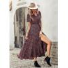 imagePRETTYGARDEN Womens Boho Floral Maxi Dress Summer Short Sleeve Wrap V Neck Long Flowy Beach Vacation Wedding Guest DressesBlack Red Floral