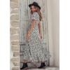 imagePRETTYGARDEN Womens Boho Floral Maxi Dress Summer Short Sleeve Wrap V Neck Long Flowy Beach Vacation Wedding Guest DressesBlack White Floral