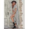 imagePRETTYGARDEN Womens Boho Floral Maxi Dress Summer Short Sleeve Wrap V Neck Long Flowy Beach Vacation Wedding Guest DressesBlack White Floral