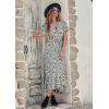 imagePRETTYGARDEN Womens Boho Floral Maxi Dress Summer Short Sleeve Wrap V Neck Long Flowy Beach Vacation Wedding Guest DressesBlack White Floral