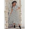 imagePRETTYGARDEN Womens Boho Floral Maxi Dress Summer Short Sleeve Wrap V Neck Long Flowy Beach Vacation Wedding Guest DressesBlack White Floral