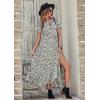 imagePRETTYGARDEN Womens Boho Floral Maxi Dress Summer Short Sleeve Wrap V Neck Long Flowy Beach Vacation Wedding Guest DressesBlack White Floral