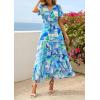 imagePRETTYGARDEN Womens Boho Floral Maxi Dress Summer Short Sleeve Wrap V Neck Long Flowy Beach Vacation Wedding Guest DressesBlue Floral