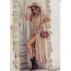imagePRETTYGARDEN Womens Boho Floral Maxi Dress Summer Short Sleeve Wrap V Neck Long Flowy Beach Vacation Wedding Guest DressesBlue Pink Floral