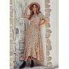 imagePRETTYGARDEN Womens Boho Floral Maxi Dress Summer Short Sleeve Wrap V Neck Long Flowy Beach Vacation Wedding Guest DressesBlue Pink Floral