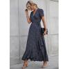 imagePRETTYGARDEN Womens Boho Floral Maxi Dress Summer Short Sleeve Wrap V Neck Long Flowy Beach Vacation Wedding Guest DressesBlueWhite