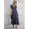 imagePRETTYGARDEN Womens Boho Floral Maxi Dress Summer Short Sleeve Wrap V Neck Long Flowy Beach Vacation Wedding Guest DressesBlueWhite