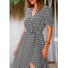 imagePRETTYGARDEN Womens Boho Floral Maxi Dress Summer Short Sleeve Wrap V Neck Long Flowy Beach Vacation Wedding Guest DressesDot Black White