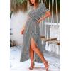 imagePRETTYGARDEN Womens Boho Floral Maxi Dress Summer Short Sleeve Wrap V Neck Long Flowy Beach Vacation Wedding Guest DressesDot Black White