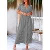 imagePRETTYGARDEN Womens Boho Floral Maxi Dress Summer Short Sleeve Wrap V Neck Long Flowy Beach Vacation Wedding Guest DressesDot Black White