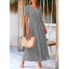 imagePRETTYGARDEN Womens Boho Floral Maxi Dress Summer Short Sleeve Wrap V Neck Long Flowy Beach Vacation Wedding Guest DressesDot Black White