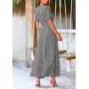 imagePRETTYGARDEN Womens Boho Floral Maxi Dress Summer Short Sleeve Wrap V Neck Long Flowy Beach Vacation Wedding Guest DressesDot Black White