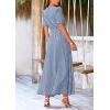 imagePRETTYGARDEN Womens Boho Floral Maxi Dress Summer Short Sleeve Wrap V Neck Long Flowy Beach Vacation Wedding Guest DressesDot Blue White