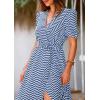 imagePRETTYGARDEN Womens Boho Floral Maxi Dress Summer Short Sleeve Wrap V Neck Long Flowy Beach Vacation Wedding Guest DressesDot Blue White