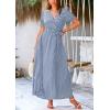imagePRETTYGARDEN Womens Boho Floral Maxi Dress Summer Short Sleeve Wrap V Neck Long Flowy Beach Vacation Wedding Guest DressesDot Blue White