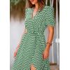 imagePRETTYGARDEN Womens Boho Floral Maxi Dress Summer Short Sleeve Wrap V Neck Long Flowy Beach Vacation Wedding Guest DressesDot Green White
