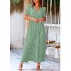 imagePRETTYGARDEN Womens Boho Floral Maxi Dress Summer Short Sleeve Wrap V Neck Long Flowy Beach Vacation Wedding Guest DressesDot Green White