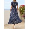 imagePRETTYGARDEN Womens Boho Floral Maxi Dress Summer Short Sleeve Wrap V Neck Long Flowy Beach Vacation Wedding Guest DressesDot Navy White