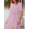 imagePRETTYGARDEN Womens Boho Floral Maxi Dress Summer Short Sleeve Wrap V Neck Long Flowy Beach Vacation Wedding Guest DressesDot Pink White