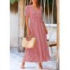 imagePRETTYGARDEN Womens Boho Floral Maxi Dress Summer Short Sleeve Wrap V Neck Long Flowy Beach Vacation Wedding Guest DressesDot Red White