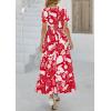 imagePRETTYGARDEN Womens Boho Floral Maxi Dress Summer Short Sleeve Wrap V Neck Long Flowy Beach Vacation Wedding Guest DressesRed Print