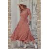 imagePRETTYGARDEN Womens Boho Floral Maxi Dress Summer Short Sleeve Wrap V Neck Long Flowy Beach Vacation Wedding Guest DressesRed White Floral