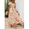 imagePRETTYGARDEN Womens Boho Floral Maxi Dress Summer Short Sleeve Wrap V Neck Long Flowy Beach Vacation Wedding Guest DressesWhite Floral