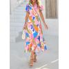 imagePRETTYGARDEN Womens Boho Floral Maxi Dress Summer Short Sleeve Wrap V Neck Long Flowy Beach Vacation Wedding Guest DressesWhite Multicolored