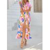 imagePRETTYGARDEN Womens Boho Floral Maxi Dress Summer Short Sleeve Wrap V Neck Long Flowy Beach Vacation Wedding Guest DressesWhite Multicolored