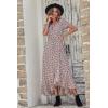 imagePRETTYGARDEN Womens Boho Floral Maxi Dress Summer Short Sleeve Wrap V Neck Long Flowy Beach Vacation Wedding Guest DressesWhite Red Floral