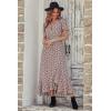 imagePRETTYGARDEN Womens Boho Floral Maxi Dress Summer Short Sleeve Wrap V Neck Long Flowy Beach Vacation Wedding Guest DressesWhite Red Floral