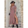 imagePRETTYGARDEN Womens Boho Floral Maxi Dress Summer Short Sleeve Wrap V Neck Long Flowy Beach Vacation Wedding Guest DressesWine Red Floral