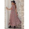 imagePRETTYGARDEN Womens Boho Floral Maxi Dress Summer Short Sleeve Wrap V Neck Long Flowy Beach Vacation Wedding Guest DressesWine Red Floral
