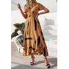 imagePRETTYGARDEN Womens Boho Floral Maxi Dress Summer Short Sleeve Wrap V Neck Long Flowy Beach Vacation Wedding Guest DressesYellow Black Ink