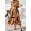 imagePRETTYGARDEN Womens Boho Floral Maxi Dress Summer Short Sleeve Wrap V Neck Long Flowy Beach Vacation Wedding Guest DressesYellow Black Ink