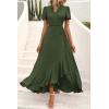 imagePRETTYGARDEN Womens Boho Floral Maxi Dress Summer Short Sleeve Wrap V Neck Long Flowy Beach Vacation Wedding Guest DressesZarmy Green