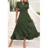 imagePRETTYGARDEN Womens Boho Floral Maxi Dress Summer Short Sleeve Wrap V Neck Long Flowy Beach Vacation Wedding Guest DressesZarmy Green