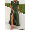 imagePRETTYGARDEN Womens Boho Floral Maxi Dress Summer Short Sleeve Wrap V Neck Long Flowy Beach Vacation Wedding Guest DressesZarmy Green