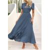 imagePRETTYGARDEN Womens Boho Floral Maxi Dress Summer Short Sleeve Wrap V Neck Long Flowy Beach Vacation Wedding Guest DressesZblue