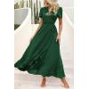 imagePRETTYGARDEN Womens Boho Floral Maxi Dress Summer Short Sleeve Wrap V Neck Long Flowy Beach Vacation Wedding Guest DressesZdark Green