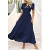 imagePRETTYGARDEN Womens Boho Floral Maxi Dress Summer Short Sleeve Wrap V Neck Long Flowy Beach Vacation Wedding Guest DressesZnavy