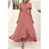 imagePRETTYGARDEN Womens Boho Floral Maxi Dress Summer Short Sleeve Wrap V Neck Long Flowy Beach Vacation Wedding Guest DressesZpink