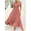 imagePRETTYGARDEN Womens Boho Floral Maxi Dress Summer Short Sleeve Wrap V Neck Long Flowy Beach Vacation Wedding Guest DressesZpink