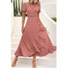 imagePRETTYGARDEN Womens Boho Floral Maxi Dress Summer Short Sleeve Wrap V Neck Long Flowy Beach Vacation Wedding Guest DressesZpink