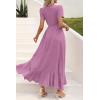 imagePRETTYGARDEN Womens Boho Floral Maxi Dress Summer Short Sleeve Wrap V Neck Long Flowy Beach Vacation Wedding Guest DressesZpurple